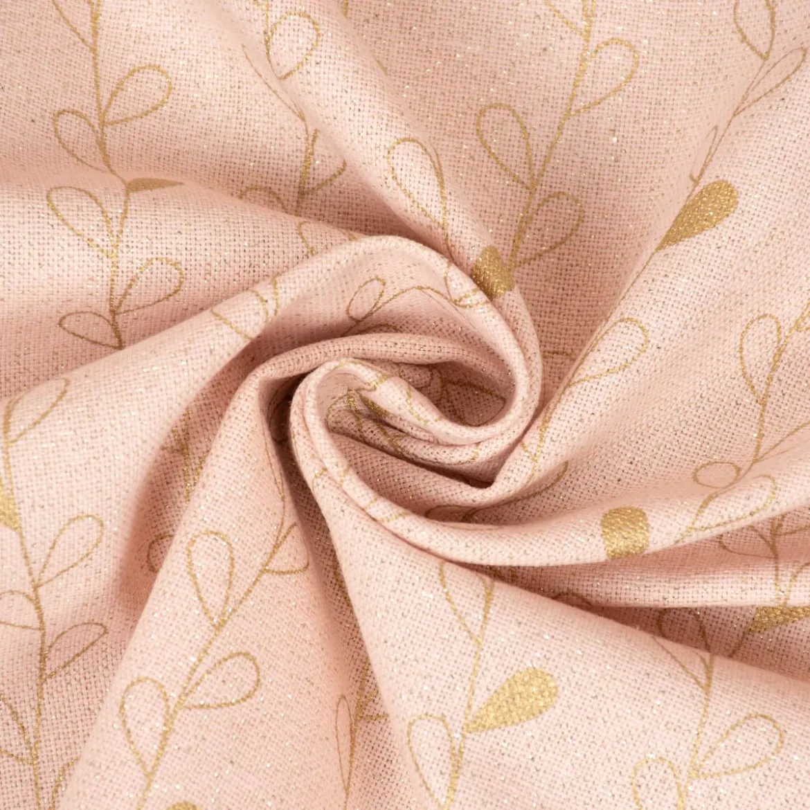 SCHÖNER LEBEN. Vorhang Metallic Blätterranken rosa goldfarbig 245cm oder Wunschlänge