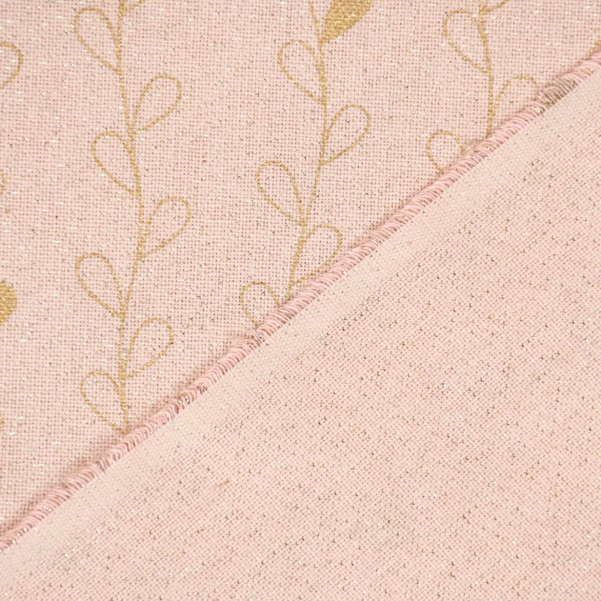 SCHÖNER LEBEN. Vorhang Metallic Blätterranken rosa goldfarbig 245cm oder Wunschlänge