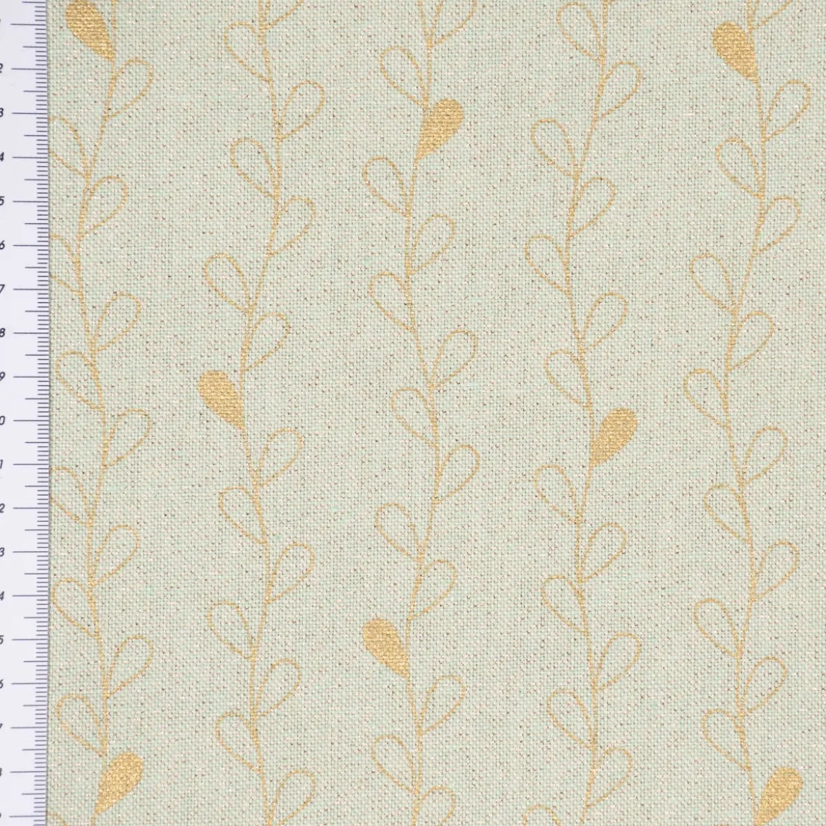 SCHÖNER LEBEN. Vorhang Metallic Blätterraken mint goldfarbig 245cm oder Wunschlänge