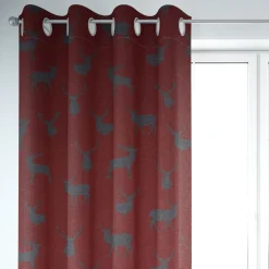 SCHÖNER LEBEN. Vorhang mit Hirschen rot grau 245cm oder Wunschlänge