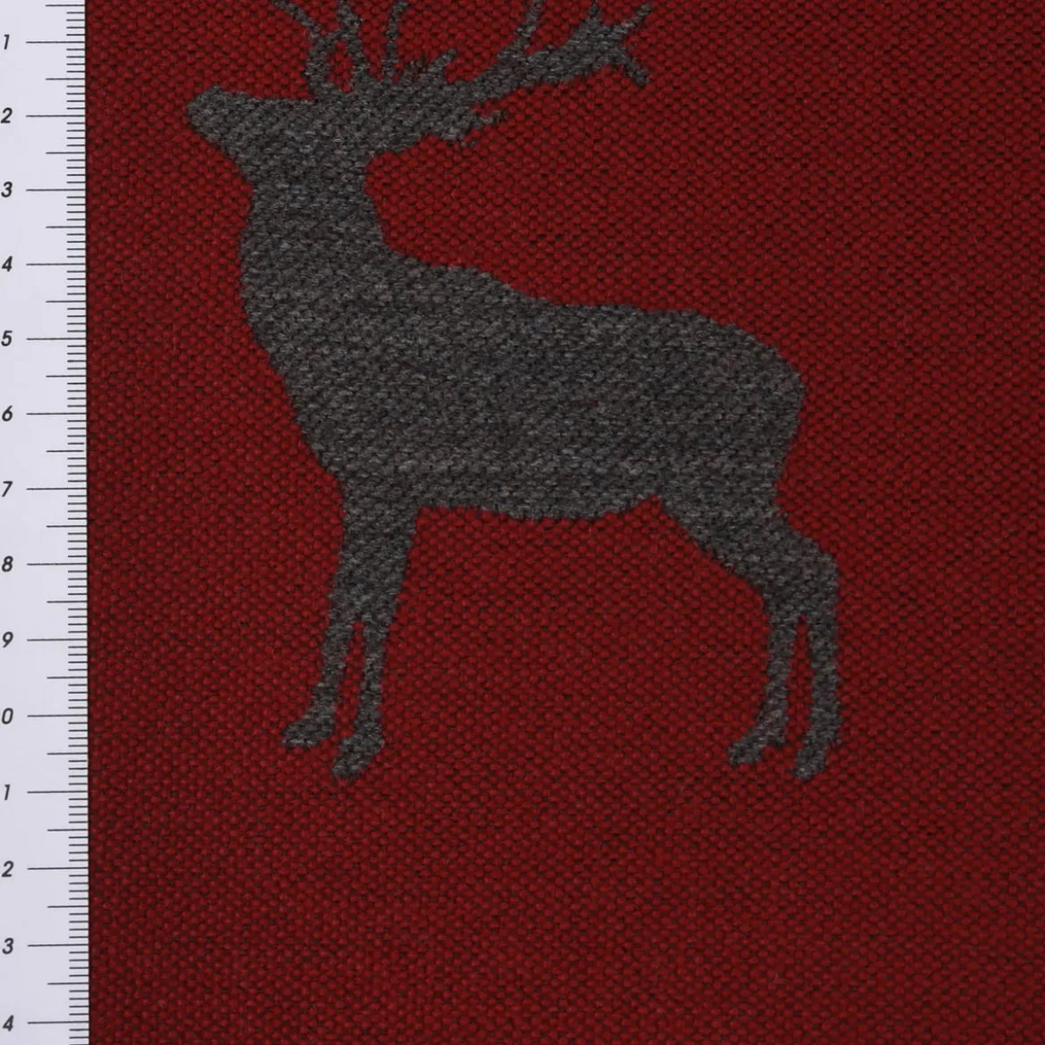 SCHÖNER LEBEN. Vorhang mit Hirschen rot grau 245cm oder Wunschlänge