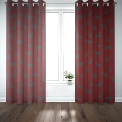 SCHÖNER LEBEN. Vorhang mit Hirschen rot grau 245cm oder Wunschlänge