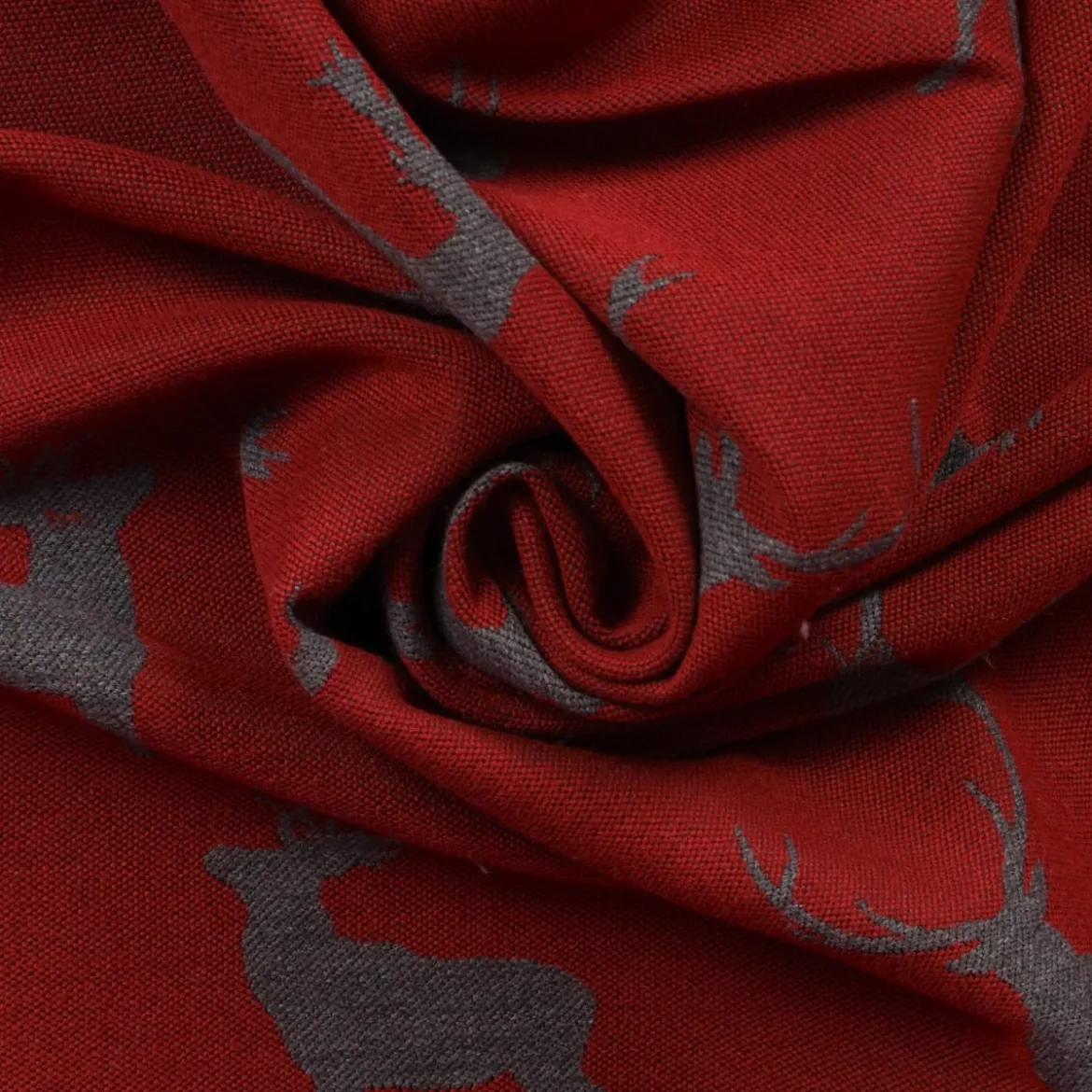 SCHÖNER LEBEN. Vorhang mit Hirschen rot grau 245cm oder Wunschlänge