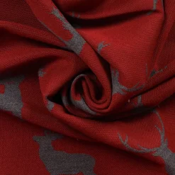 SCHÖNER LEBEN. Vorhang mit Hirschen grau rot 245cm oder Wunschlänge