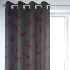 SCHÖNER LEBEN. Vorhang mit Hirschen grau rot 245cm oder Wunschlänge