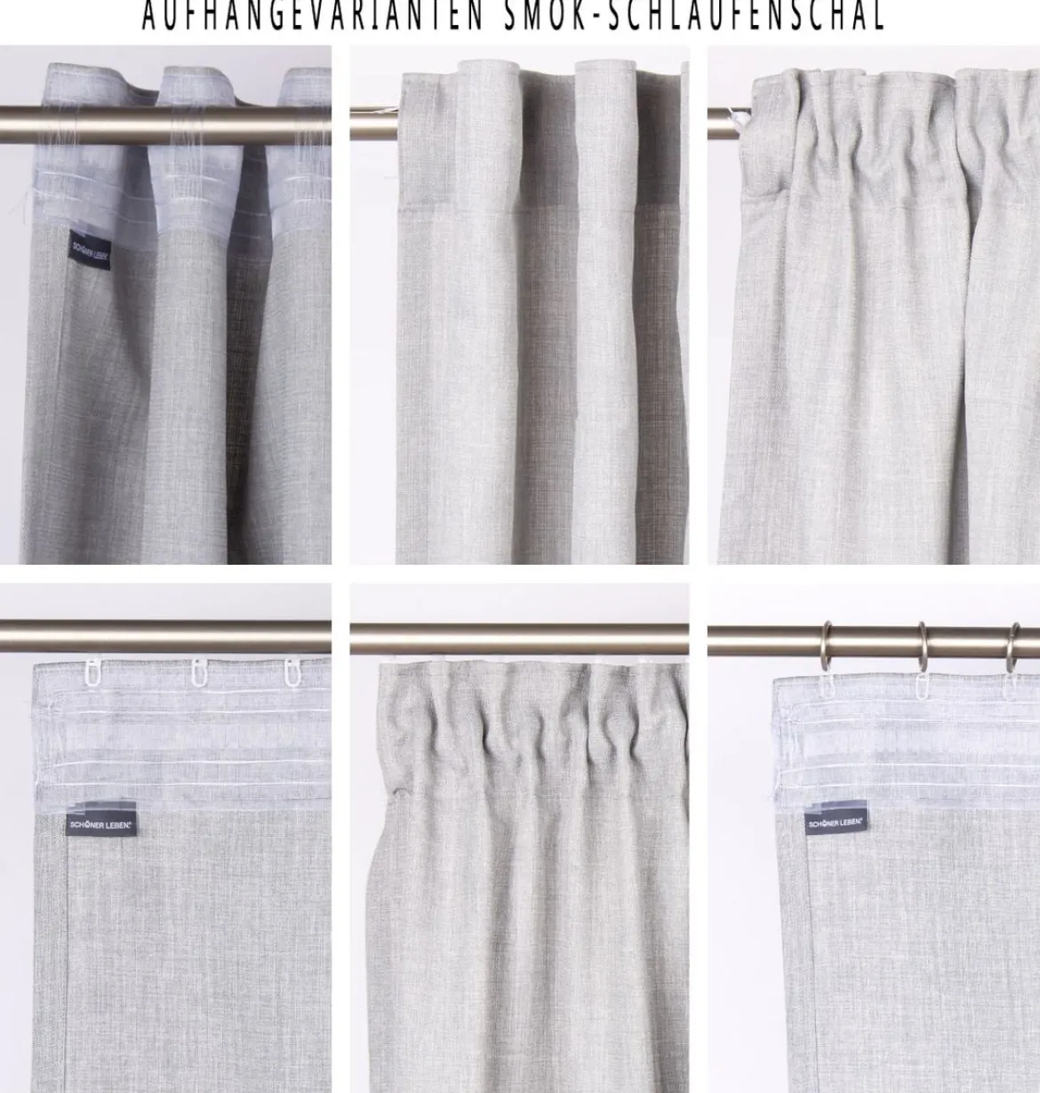 SCHÖNER LEBEN. Vorhang mit Smok-Schlaufenband Blätter 245cm oder Wunschlänge