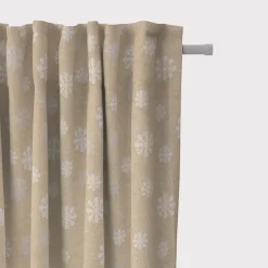 SCHÖNER LEBEN. Vorhang mit Smok-Schlaufenband Schneeflocken beidseitig gold beige 245cm oder Wunschlänge