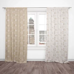 SCHÖNER LEBEN. Vorhang mit Smok-Schlaufenband Sterne beidseitig beige gold 245cm oder Wunschlänge