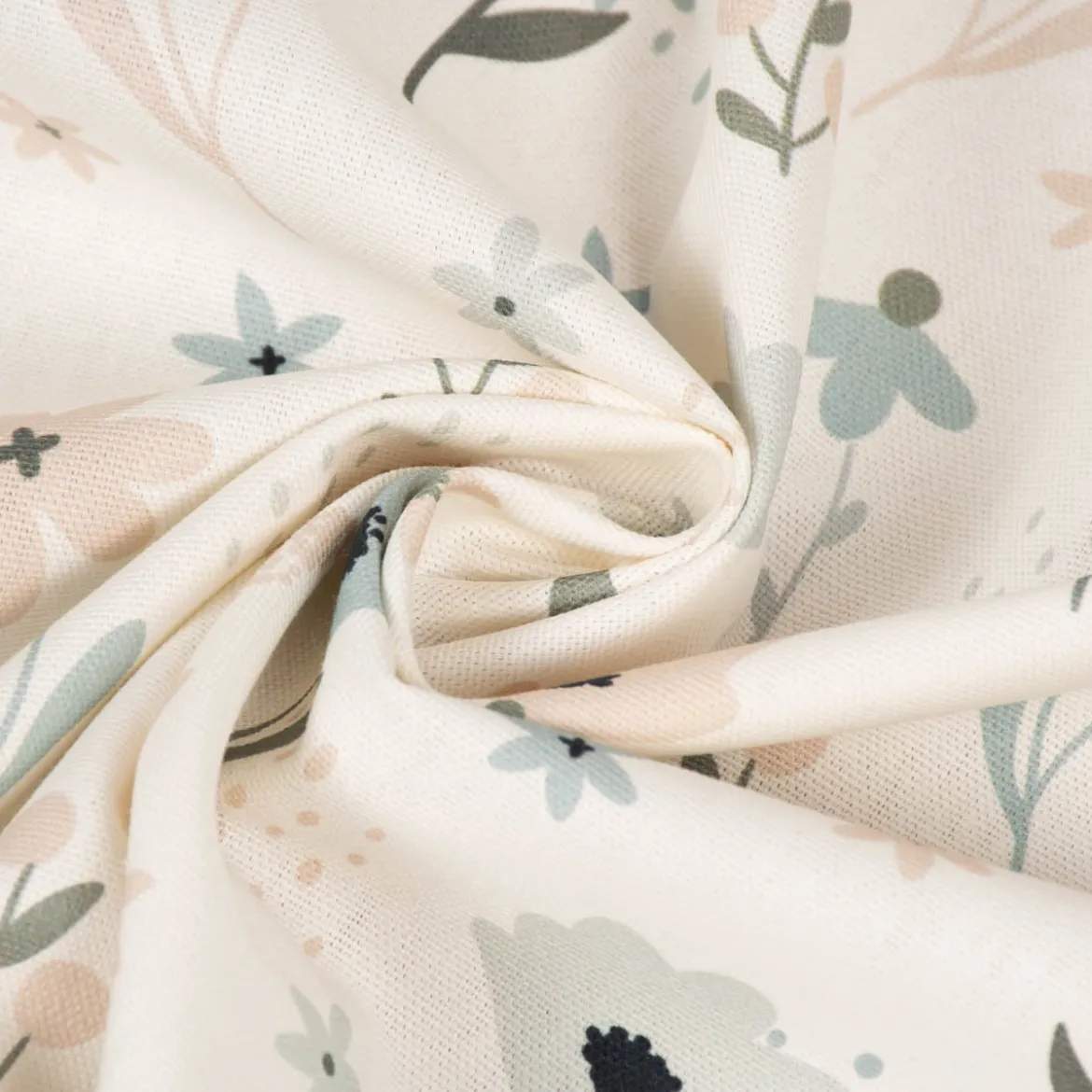 SCHÖNER LEBEN. Vorhang Pastell Blumen ecru mintgrün vanille 245cm oder Wunschlänge