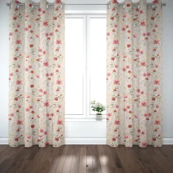 SCHÖNER LEBEN. Vorhang Poppy Mohnblumen Kamille Getreide beige rot 245cm oder Wunschlänge