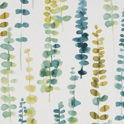 SCHÖNER LEBEN. Vorhang Ranken Blätter Aquarell weiß grün blau 245cm oder Wunschlänge
