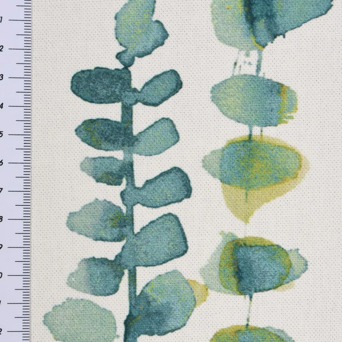 SCHÖNER LEBEN. Vorhang Ranken Blätter Aquarell weiß grün blau 245cm oder Wunschlänge