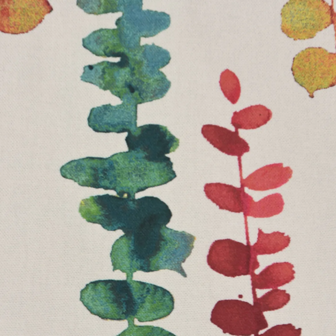 SCHÖNER LEBEN. Vorhang Ranken Blätter Aquarell beige terrakotta grün rot 245cm oder Wunschlänge