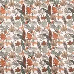 SCHÖNER LEBEN. Vorhang Retro Blätter Blumen wollweiß orange braun 245cm oder Wunschlänge