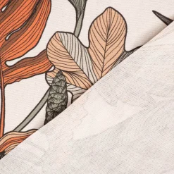 SCHÖNER LEBEN. Vorhang Retro Blätter Blumen wollweiß orange braun 245cm oder Wunschlänge