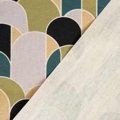 SCHÖNER LEBEN. Vorhang Retroformen Geometrie grün petrol schwarz 245cm oder Wunschlänge