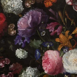 SCHÖNER LEBEN. Vorhang Samt Blumen Tulpen Pfingstrosen dunkelgrün bunt 245cm oder Wunschlänge