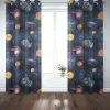 SCHÖNER LEBEN. Vorhang Samt Velvet Galaxy Future Planeten Weltall blau bunt 245cm oder Wunschlänge