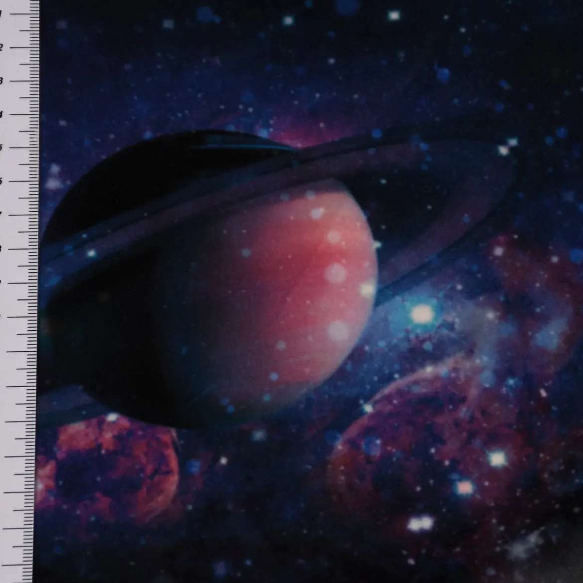 SCHÖNER LEBEN. Vorhang Samt Velvet Galaxy Future Planeten Weltall blau bunt 245cm oder Wunschlänge