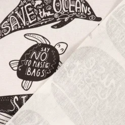 SCHÖNER LEBEN. Vorhang Save the Ocean Meerestiere schwarz weiß 245cm oder Wunschlänge