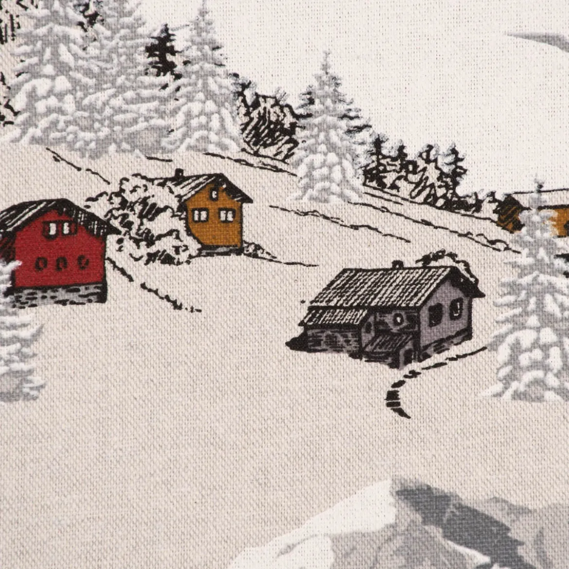 SCHÖNER LEBEN. Vorhang Skifahrer Winterlandschaft natur grau 245cm oder Wunschlänge