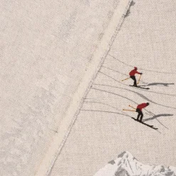 SCHÖNER LEBEN. Vorhang Skifahrer Winterlandschaft natur grau 245cm oder Wunschlänge