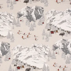 SCHÖNER LEBEN. Vorhang Skifahrer Winterlandschaft natur grau 245cm oder Wunschlänge