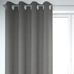 SCHÖNER LEBEN. Vorhang Streifen 3mm beige schwarz 245cm oder Wunschlänge