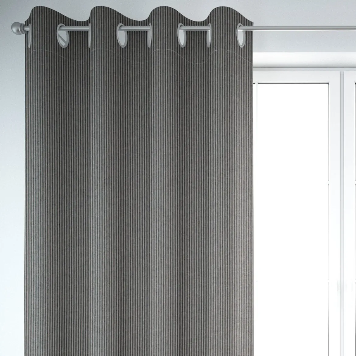 SCHÖNER LEBEN. Vorhang Streifen 3mm beige schwarz 245cm oder Wunschlänge