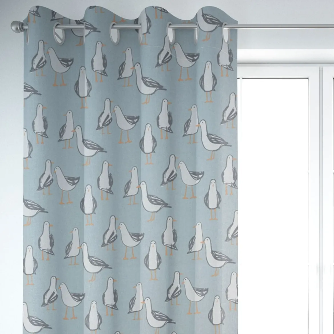 SCHÖNER LEBEN. Vorhang STUDIO G Möwen blau weiß 245cm oder Wunschlänge