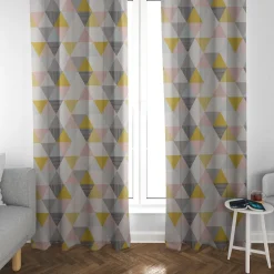 SCHÖNER LEBEN. Vorhang STUDIO G Brio Dreiecke Sorbet rosa senf blau grau 245cm oder Wunschlänge