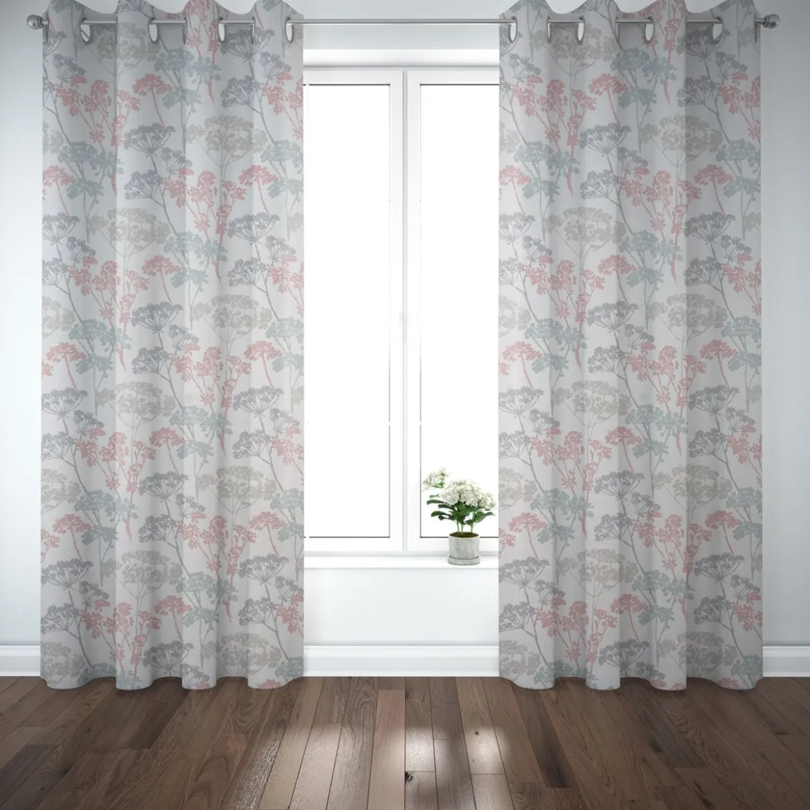 SCHÖNER LEBEN. Vorhang STUDIO G Blumen Gräser pastell mint rosa grau 245cm oder Wunschlänge