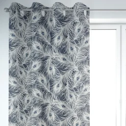 SCHÖNER LEBEN. Vorhang STUDIO G Federn Pfau dunkelblau weiß blau 245cm oder Wunschlänge