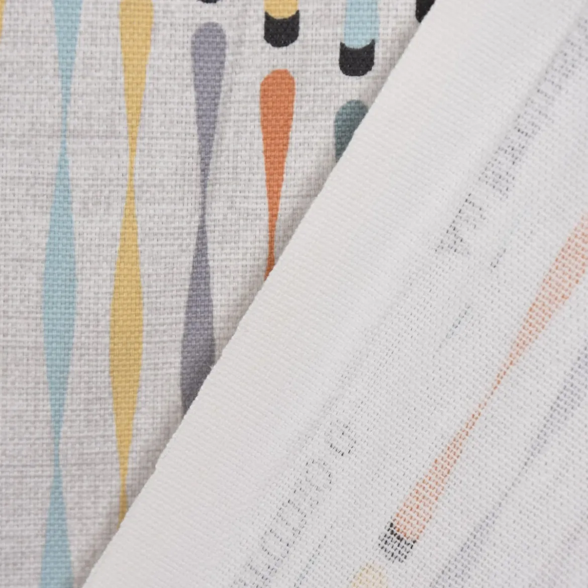 SCHÖNER LEBEN. Vorhang STUDIO G geometrisch Stäbchen beige blau gelb orange grau 245cm oder Wunschlänge