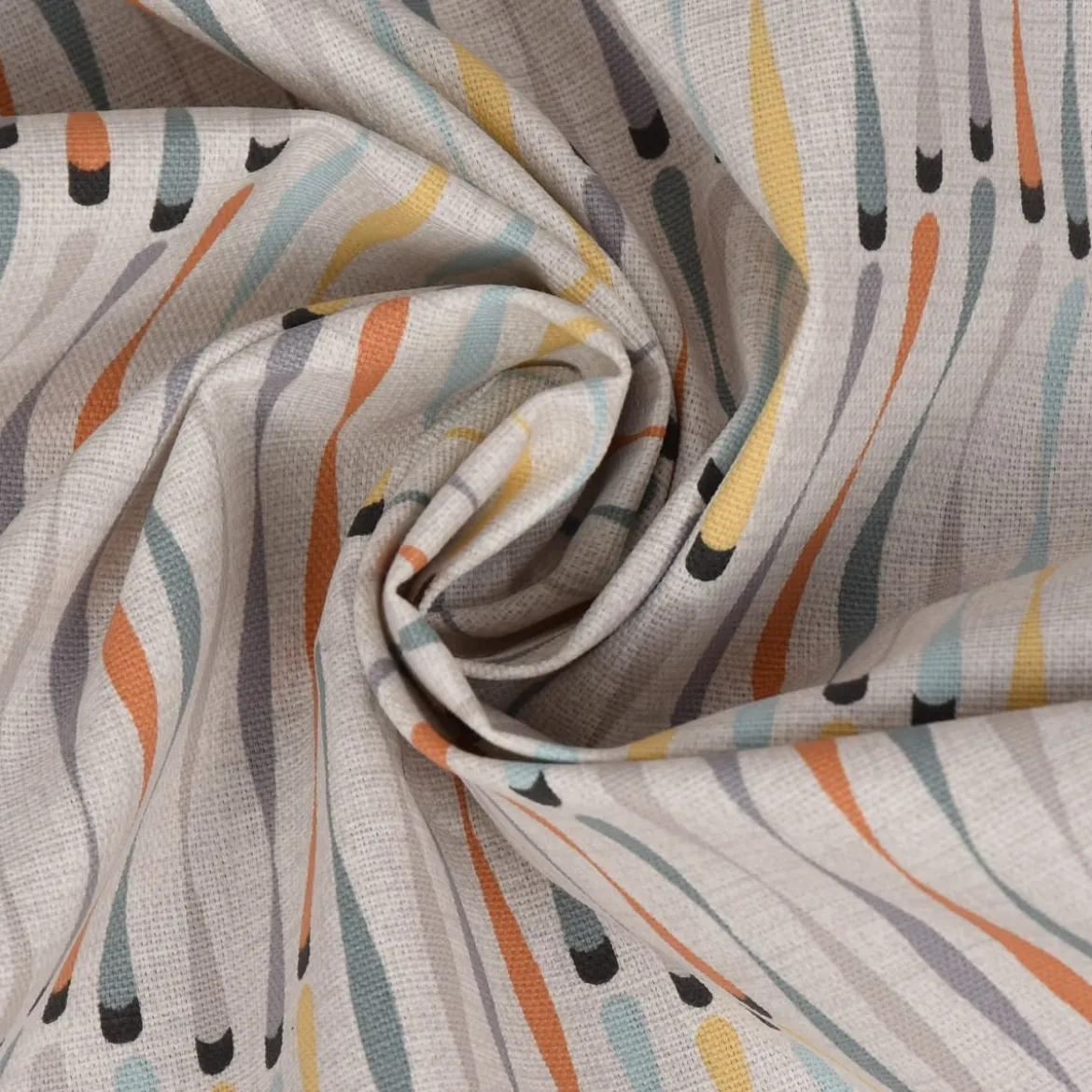 SCHÖNER LEBEN. Vorhang STUDIO G geometrisch Stäbchen beige blau gelb orange grau 245cm oder Wunschlänge