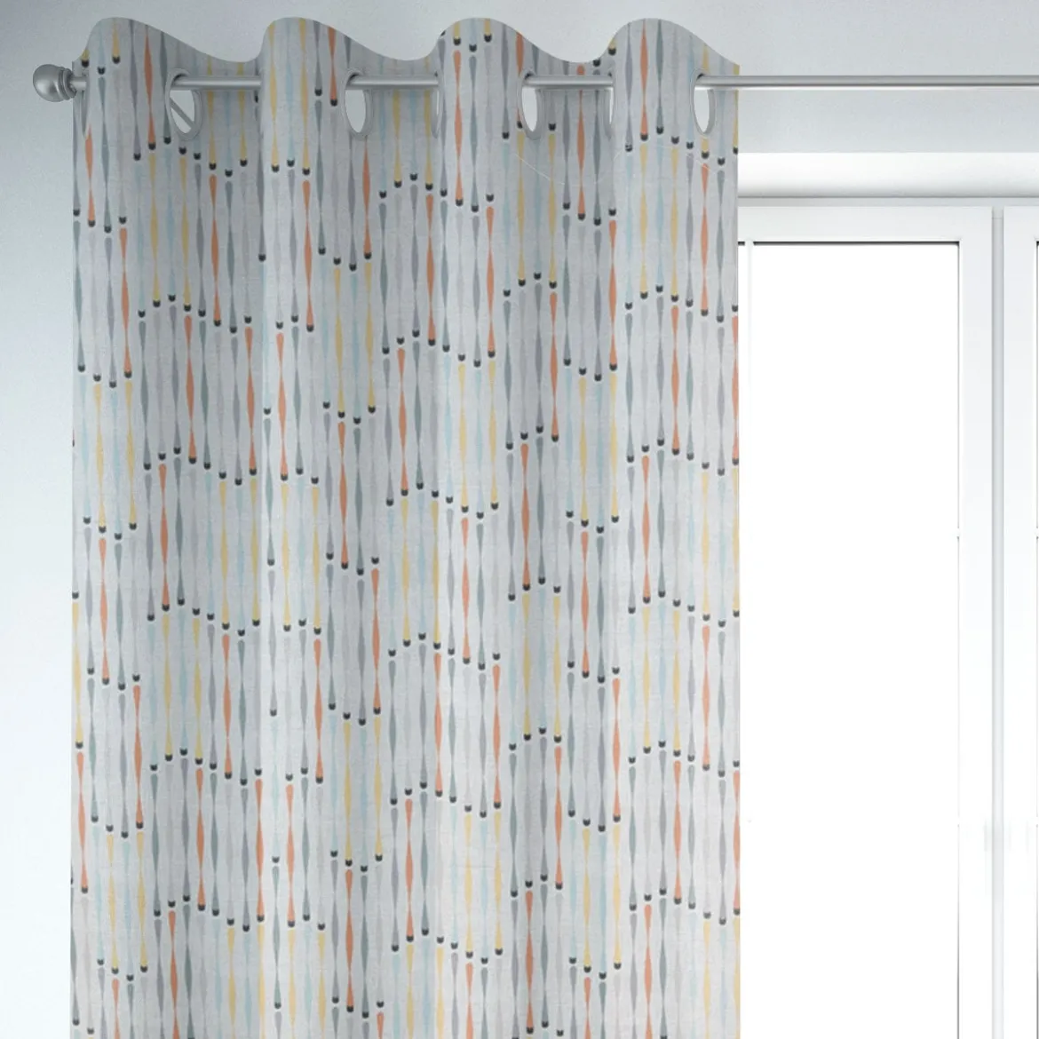 SCHÖNER LEBEN. Vorhang STUDIO G geometrisch Stäbchen beige blau gelb orange grau 245cm oder Wunschlänge