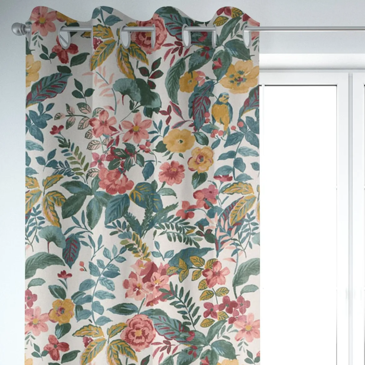 SCHÖNER LEBEN. Vorhang STUDIO G Panama Posy Blush bunt 245cm oder Wunschlänge