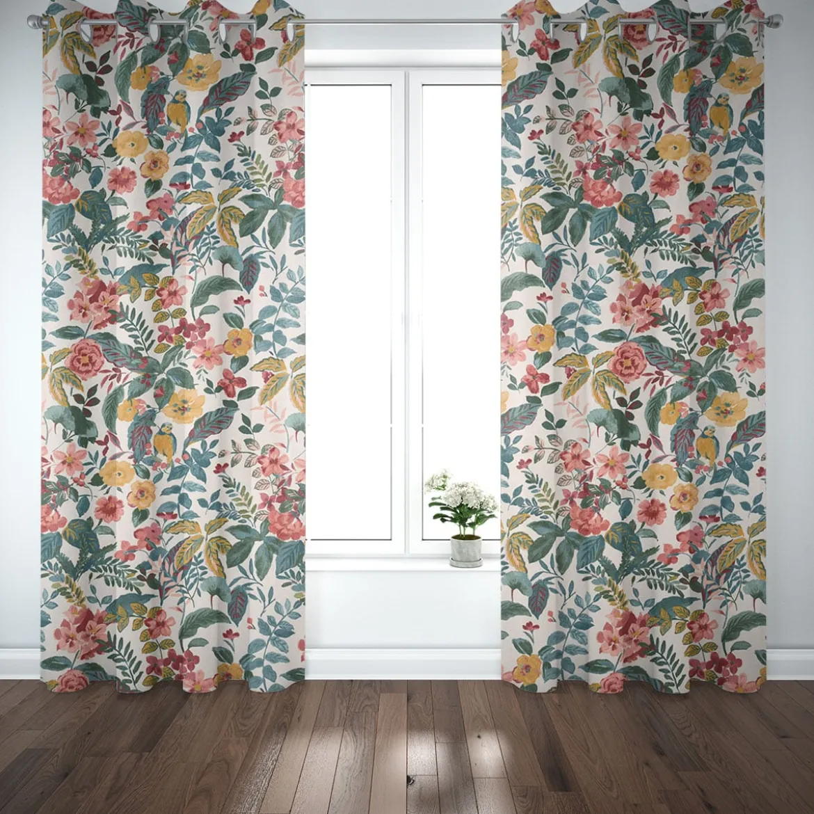 SCHÖNER LEBEN. Vorhang STUDIO G Panama Posy Blush bunt 245cm oder Wunschlänge