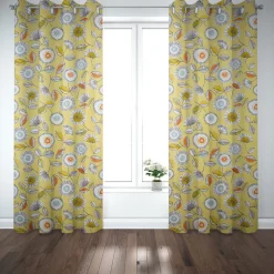 SCHÖNER LEBEN. Vorhang Sundance Blumen hellgrün braun orange aqua 245cm oder Wunschlänge