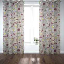 SCHÖNER LEBEN. Vorhang Sundance Blumen beige ocker beere aqua 245cm oder Wunschlänge