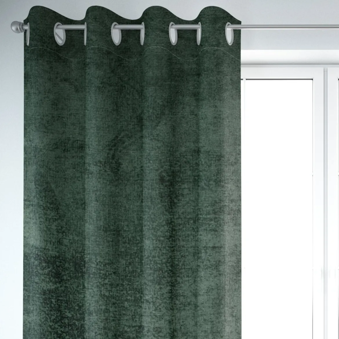 SCHÖNER LEBEN. Vorhang Thermovorhang Akustik Soft Teddy Deluxe dunkelgrün 245cm oder Wunschlänge