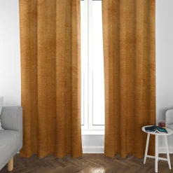 SCHÖNER LEBEN. Vorhang Thermovorhang Akustik Soft Teddy Deluxe ockergelb 245cm oder Wunschlänge