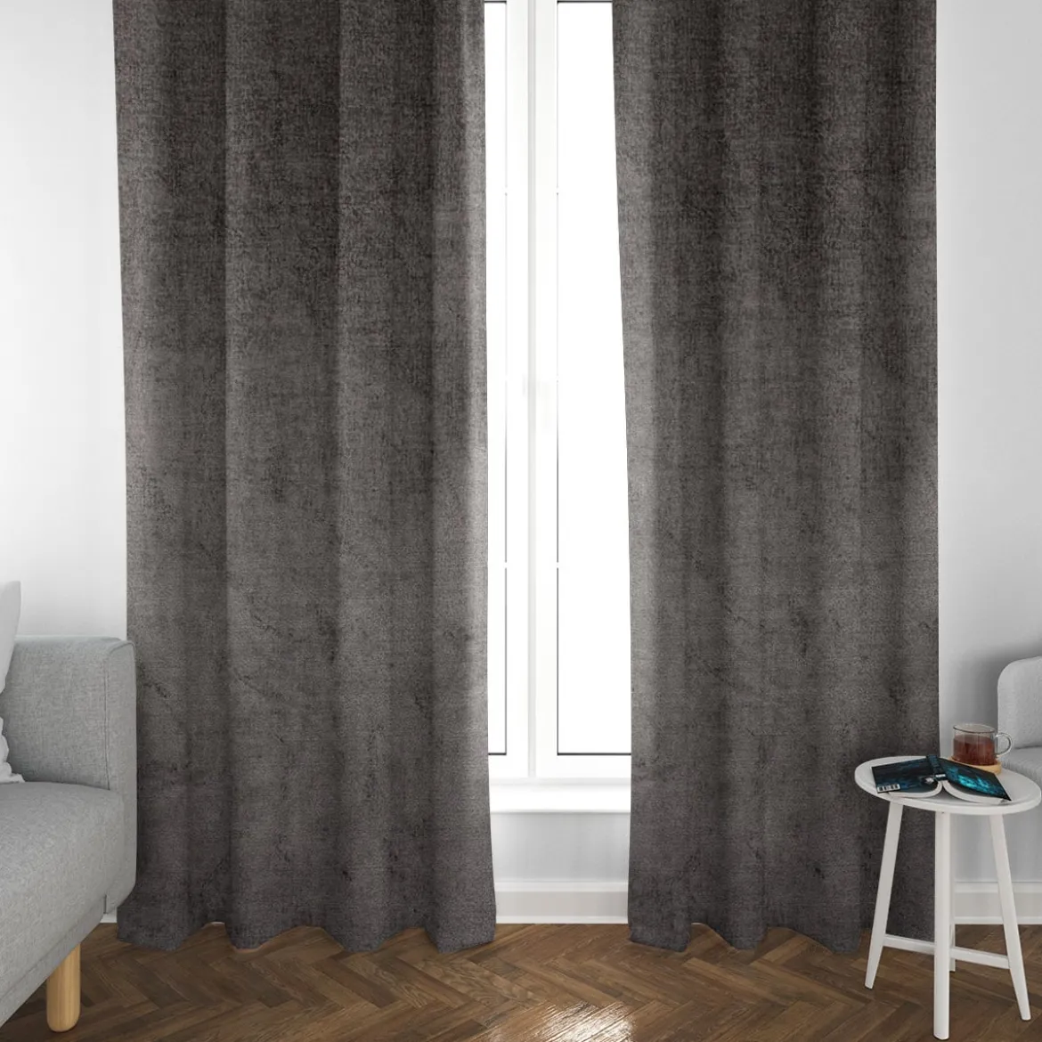 SCHÖNER LEBEN. Vorhang Thermovorhang Akustik Soft Teddy Deluxe grau 245cm oder Wunschlänge