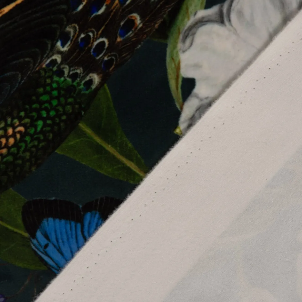 SCHÖNER LEBEN. Vorhang Velvet Deluxe Samt Pfau Blüten petrol 245cm oder Wunschlänge