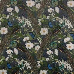 SCHÖNER LEBEN. Vorhang Velvet Deluxe Samt Pfau Blüten petrol 245cm oder Wunschlänge