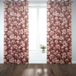 SCHÖNER LEBEN. Vorhang Velvet Deluxe Sweet Magnolia Magnolien bordeaux rosa 245cm oder Wunschlänge