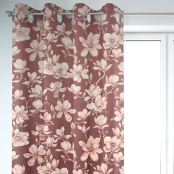 SCHÖNER LEBEN. Vorhang Velvet Deluxe Sweet Magnolia Magnolien bordeaux rosa 245cm oder Wunschlänge