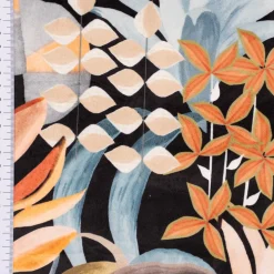 SCHÖNER LEBEN. Vorhang Velvet Digitaldruck Art Deco Blätter Formen schwarz orange 245cm oder Wunschlänge