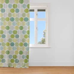SCHÖNER LEBEN. Vorhang Vorhangschal mit Smok-Schlaufenband creme Kreise grün taupe Tönen 245cm oder Wunschlänge