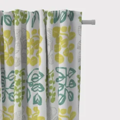 SCHÖNER LEBEN. Vorhang Vorhangschal mit Smok-Schlaufenband creme mit Blätter in grün Tönen 245cm oder Wunschlänge